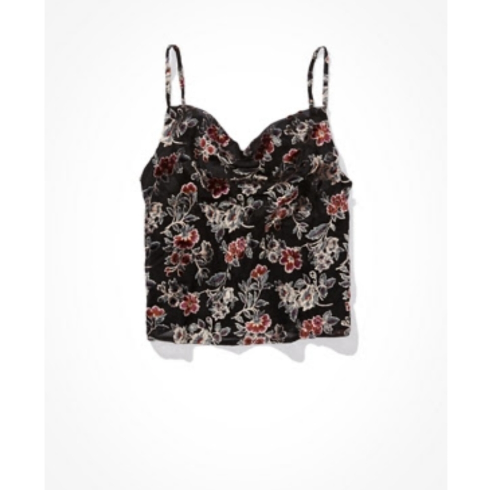 NWOT American Eagle Black Floral Cami Top